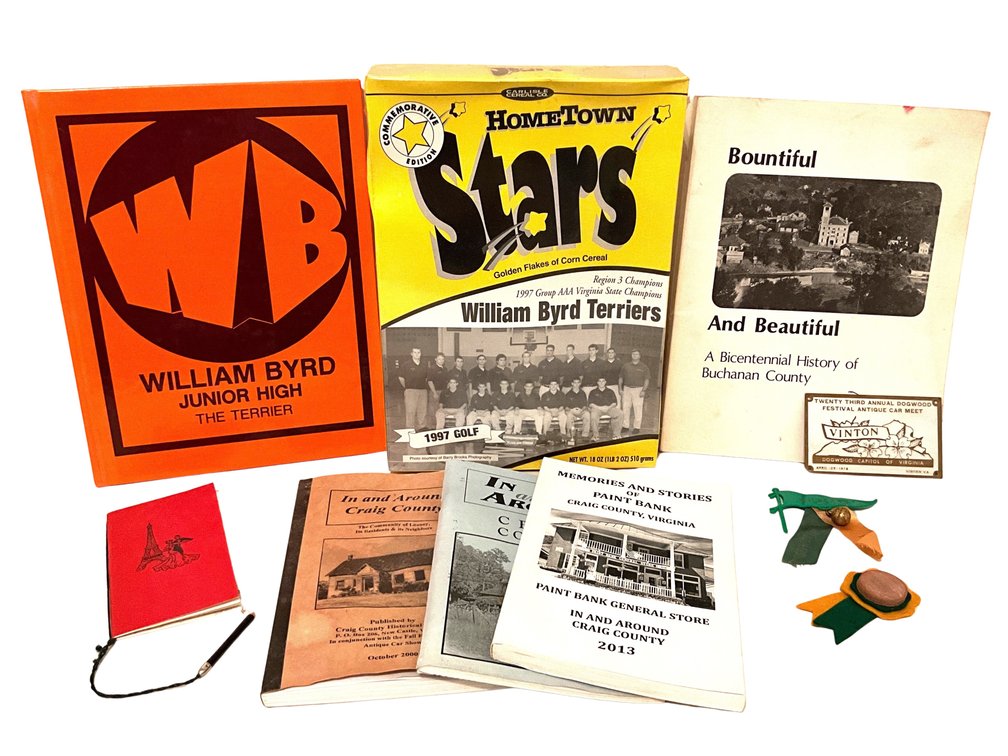 Virginia Local History Books, William Byrd Junior High Yearbook, and Memorabilia