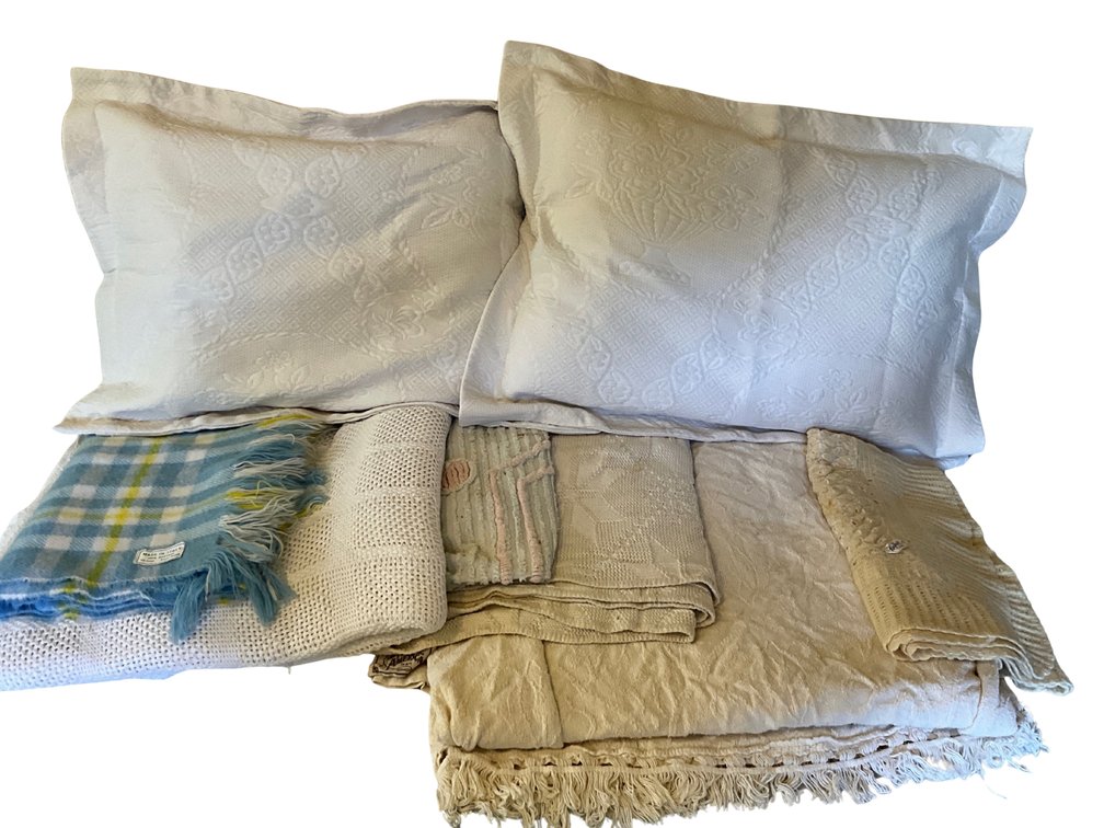 White Matelassé Pillow Shams, Bedspreads, and Baby Blankets