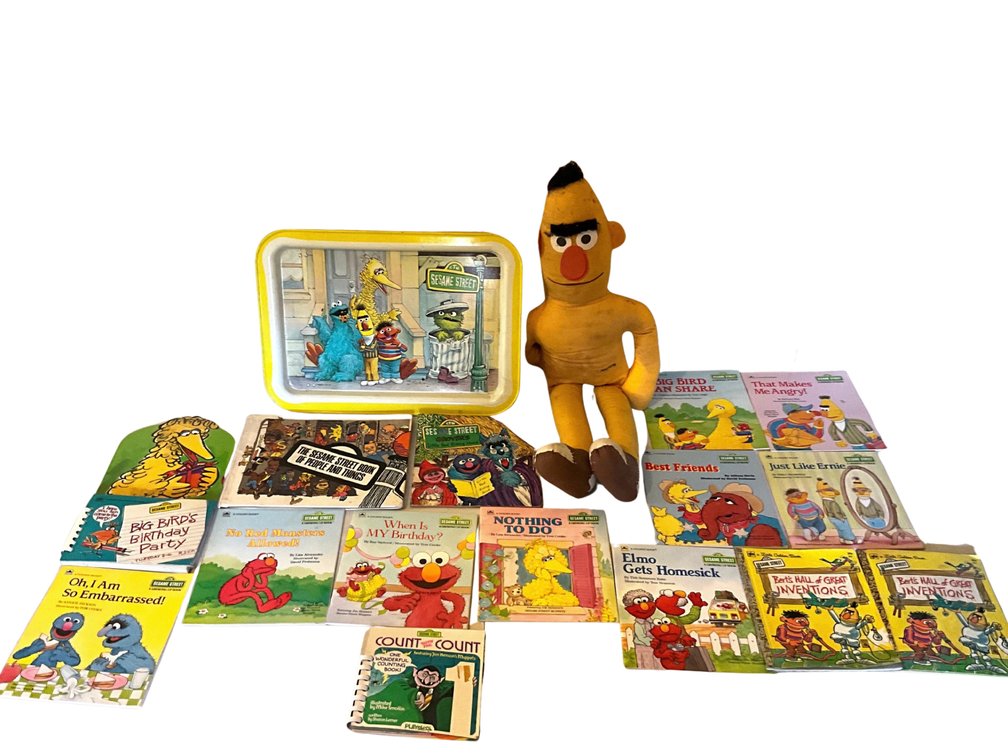 Sesame Street Books, Bert Plush, and Tray