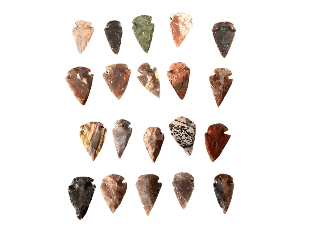 20 Small Handmade Arrowheads 