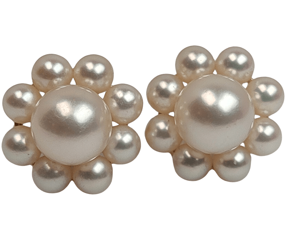 18K Gold Halo Pearl Earrings