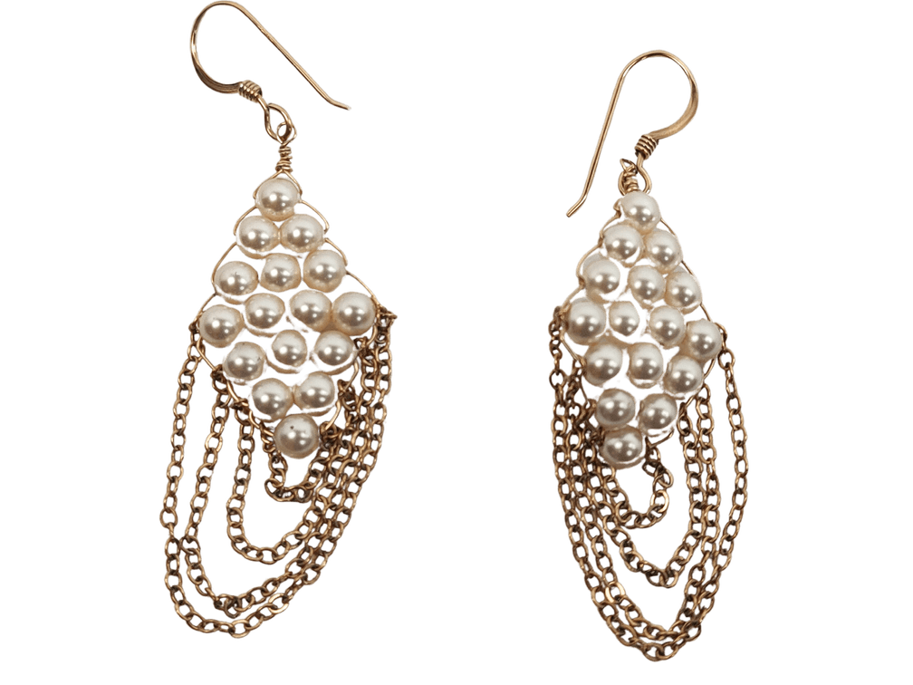 10K Gold Chandelier Pearl Earrings