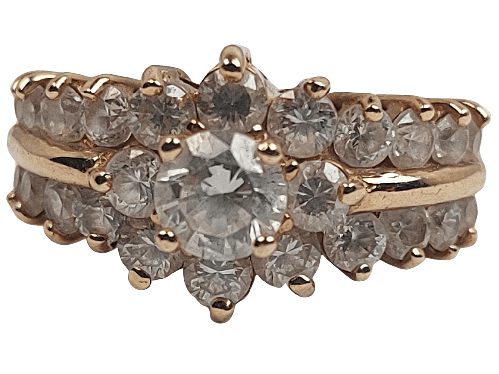 Enchanting 14K Gold Cluster Ring
