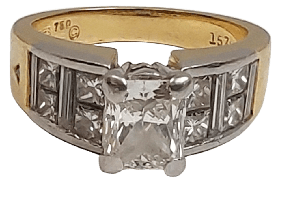 18K Gold and Platinum Diamond Engagement Ring