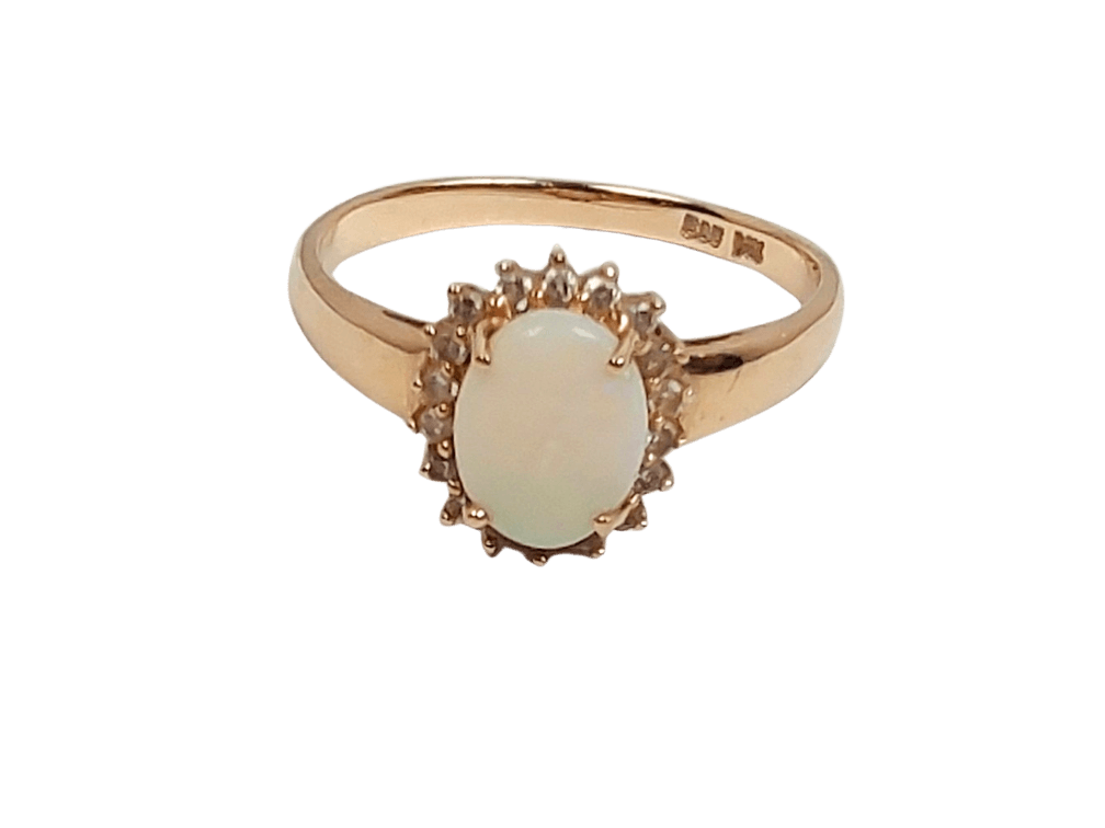 14K Gold Opal and Diamond Ring
