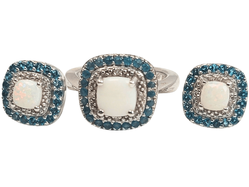 Sterling Silver Fashion Gemstone Ring and Earrings