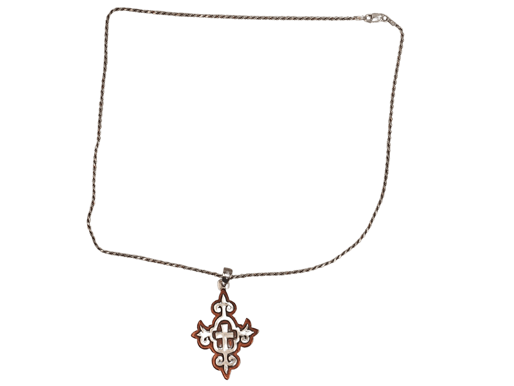 Simple Sterling Silver and Copper Cross Necklace
