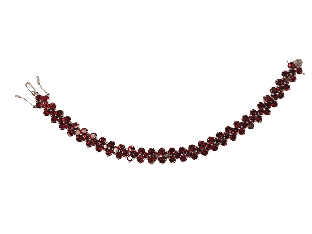 Chunky Clemency Garnet Tennis Bracelet in Sterling Silver 