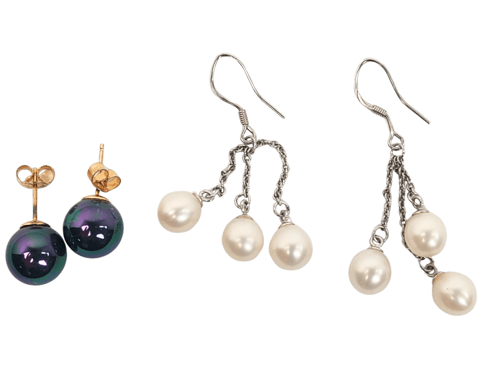 Two Sets of Beautiful Sterling Silver and Pearl Earrings
