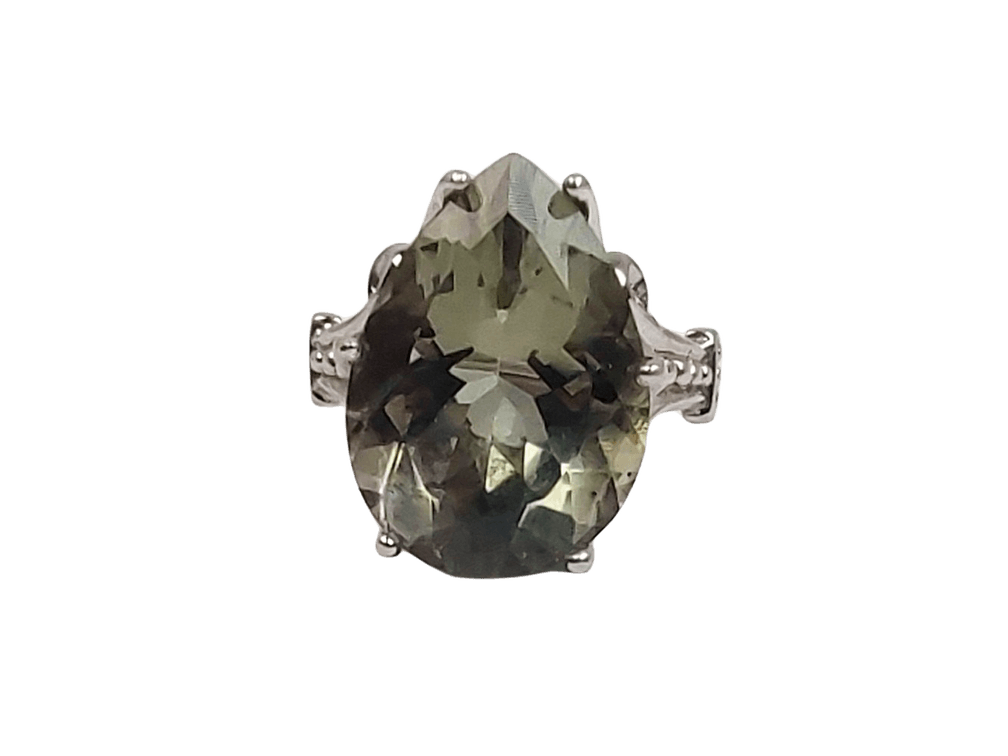 Gorgeous Green Pear-Shaped Sterling Silver Ring