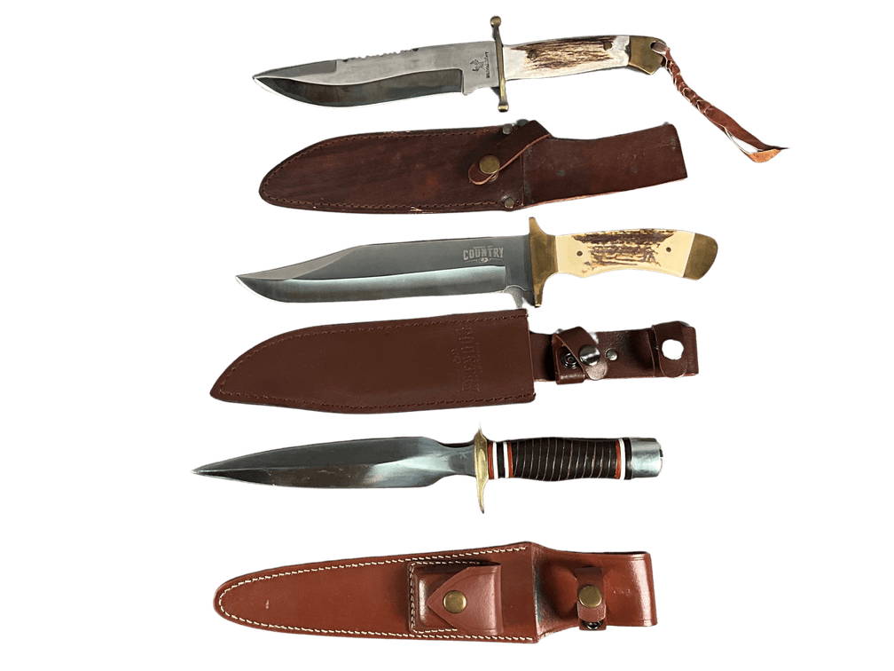 3 Fixed Blade Knives with Sheaths