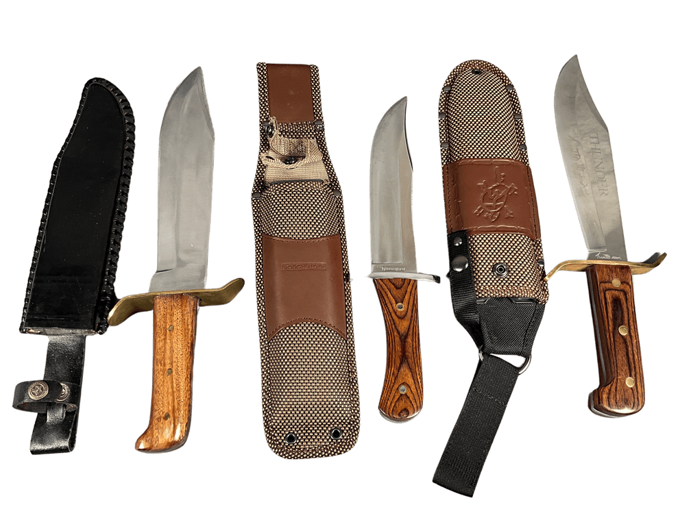 3 Fixed Blade Knives with Sheaths