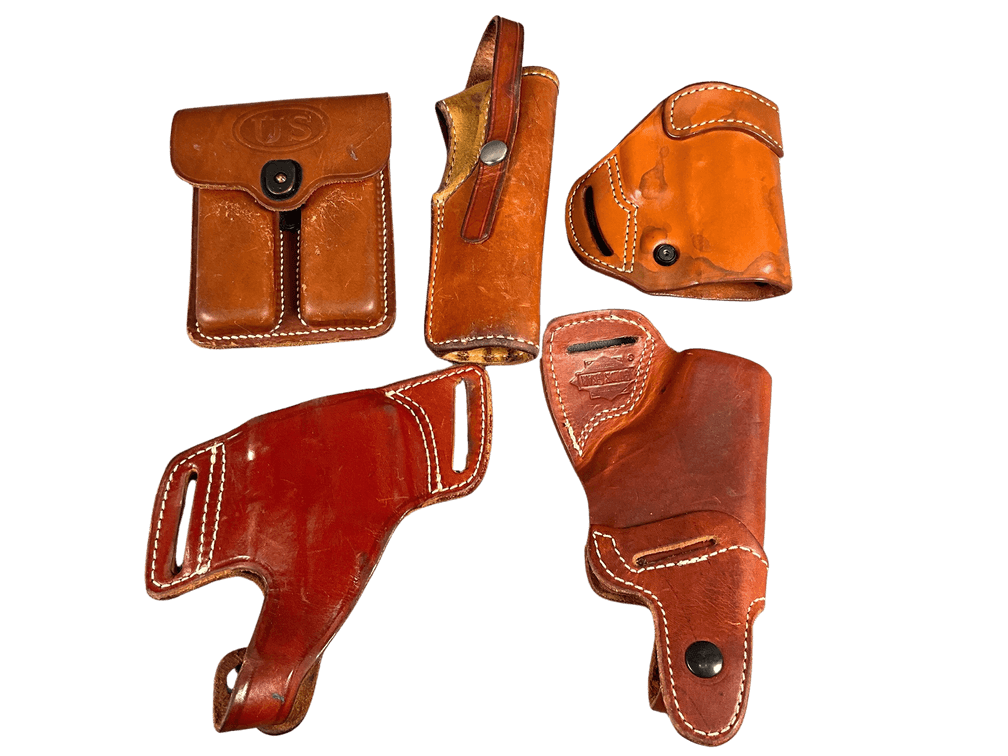 4 Leather Holsters and Magazine Pouch