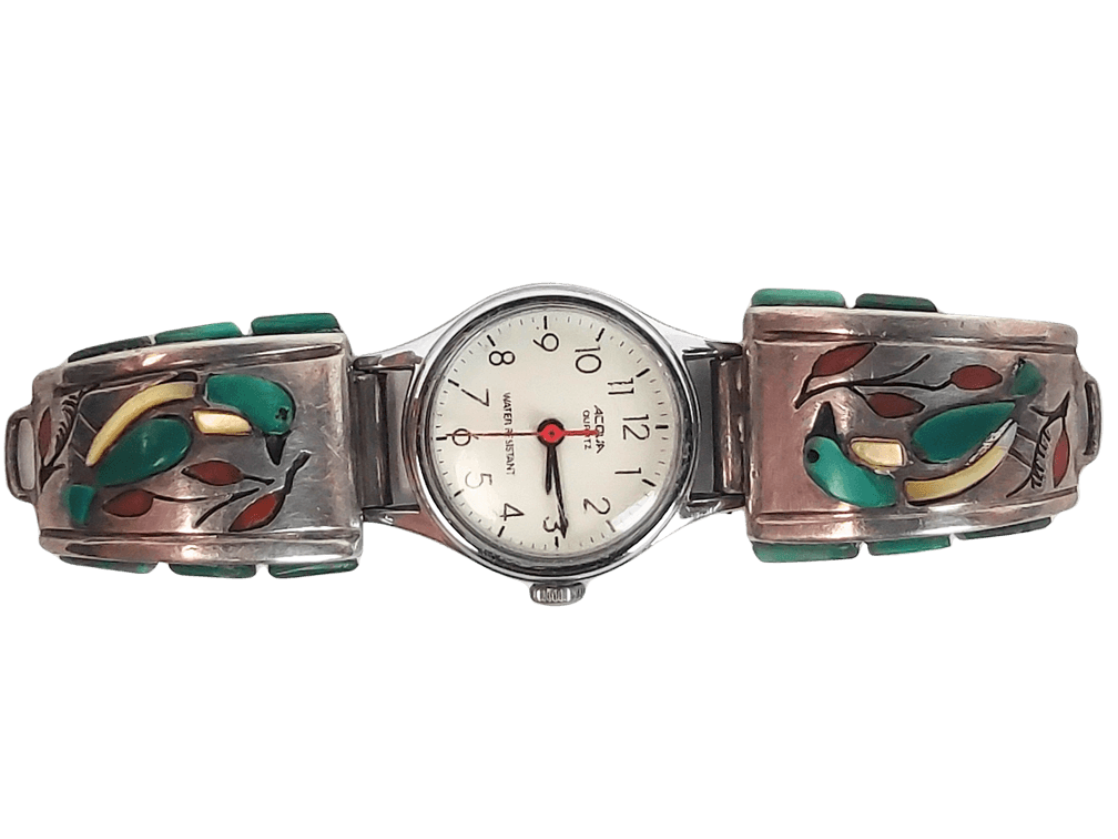 Sterling Silver Bird Inlay Watch