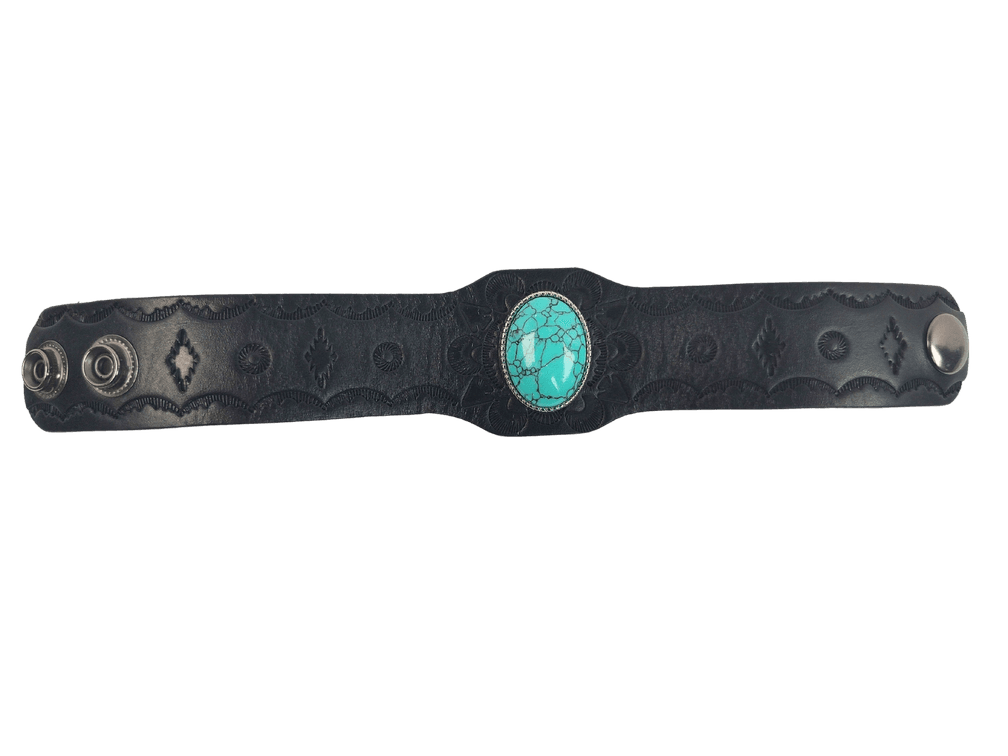 Native American Tooled Leather Cuff Bracelet
