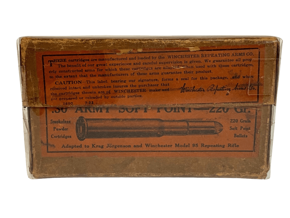 Antique Two Piece Box of 30 Caliber Ammunition 