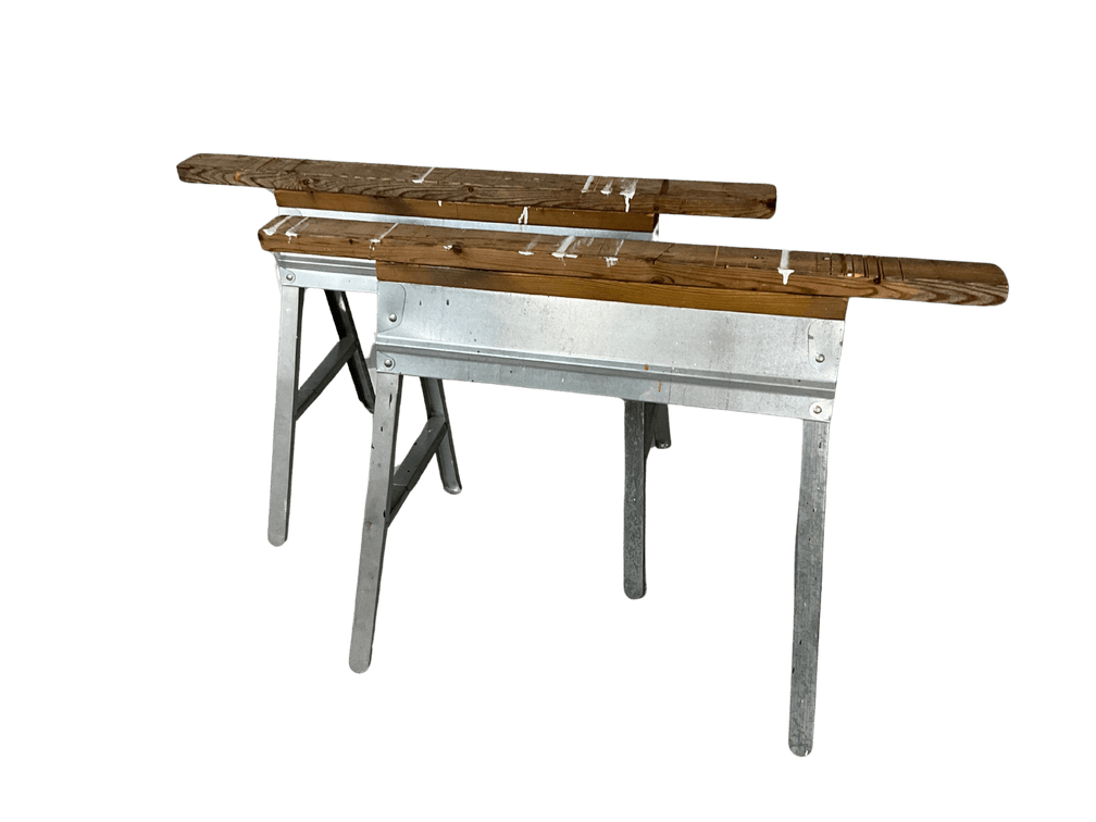 Two Ebco Brand Metal Saw Horses
