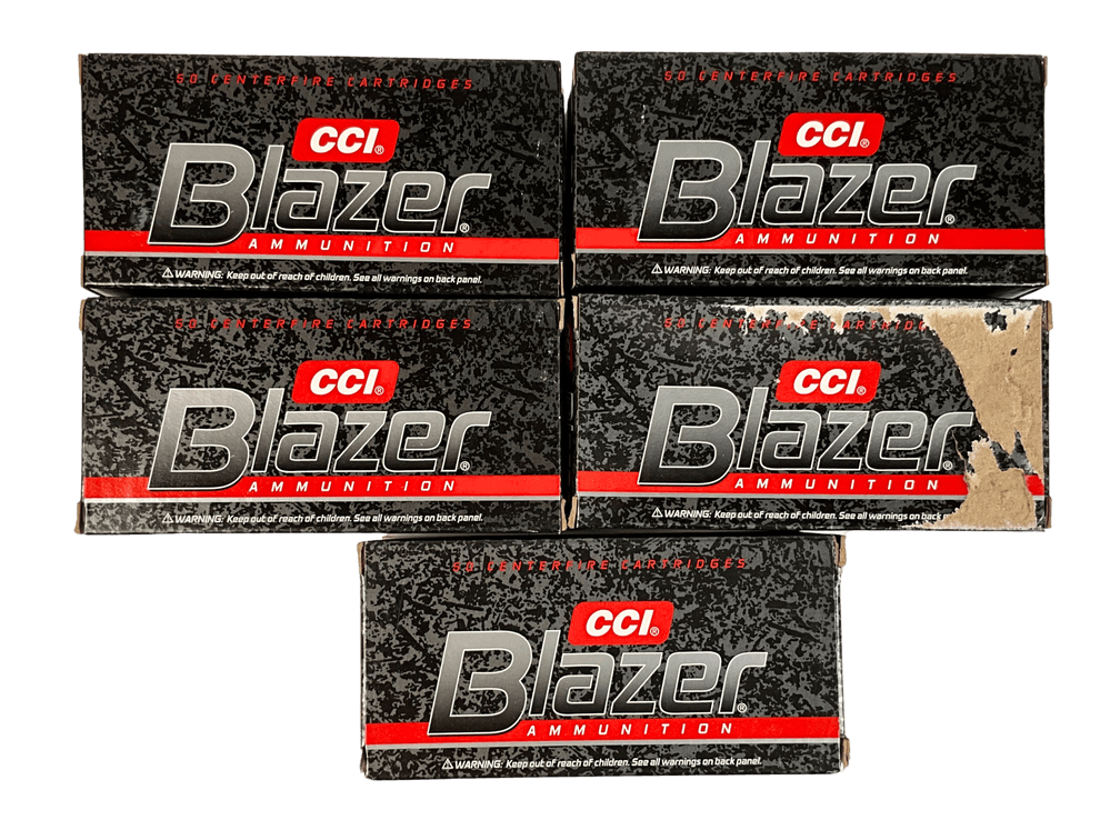 Five Boxes of Blazer 38 Special+P Ammunition 