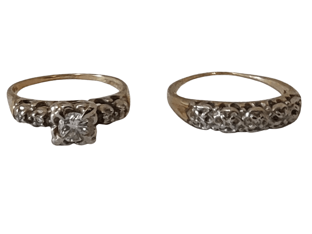 14K Gold Diamond Wedding Set