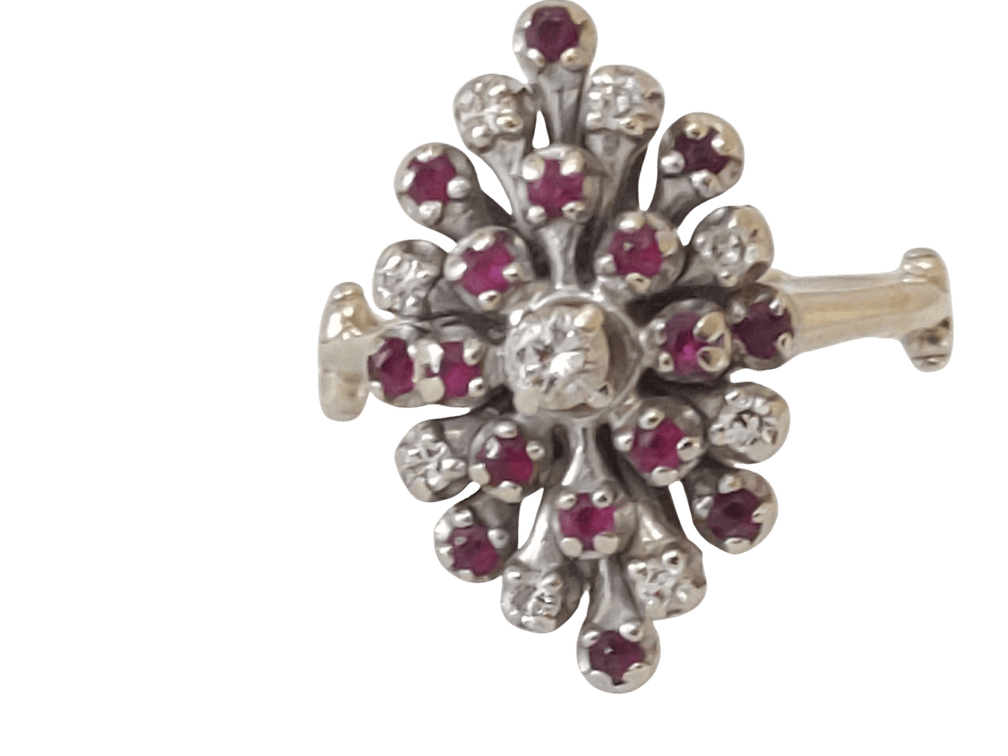 14K White Gold Ring with Diamonds