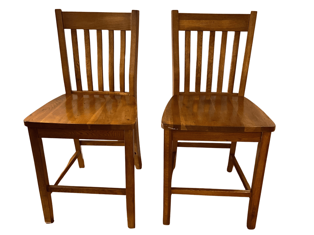 Pair of Solid Wood Bar Height Chairs