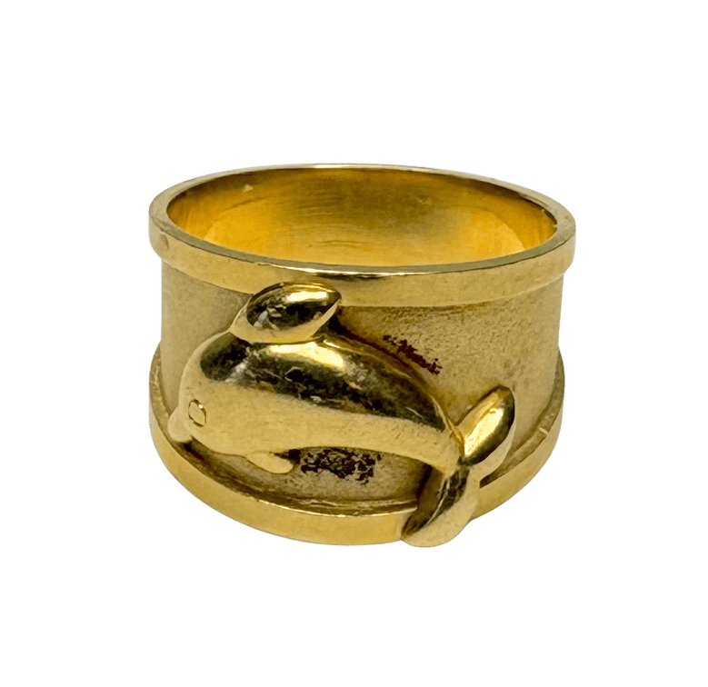 14K Gold Dolphin Band Ring