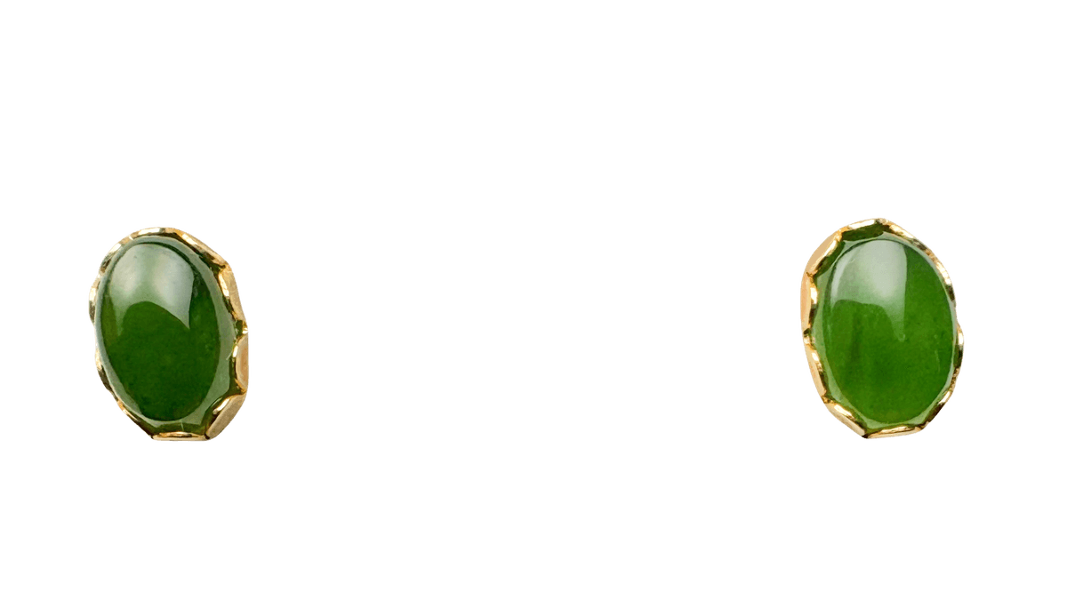 14K Gold Green Stone Earrings