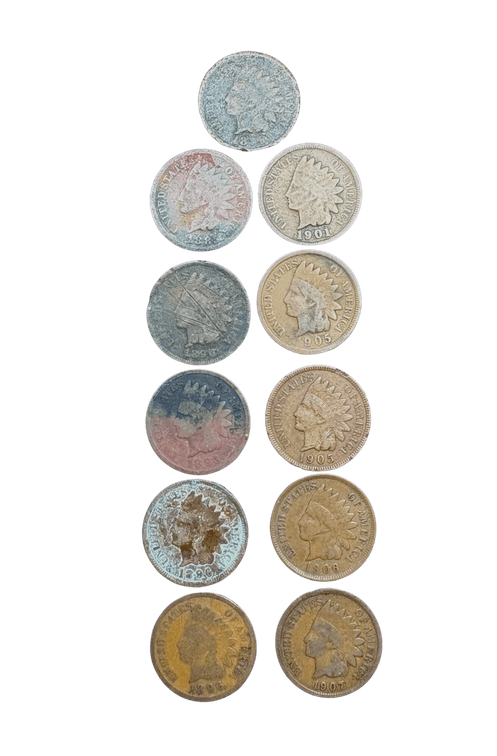 Lot of 11 Indian Head Cents – 1896 to 1907 Mixed Dates