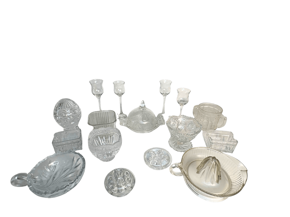 Large Lot of Clear Glass Tableware
