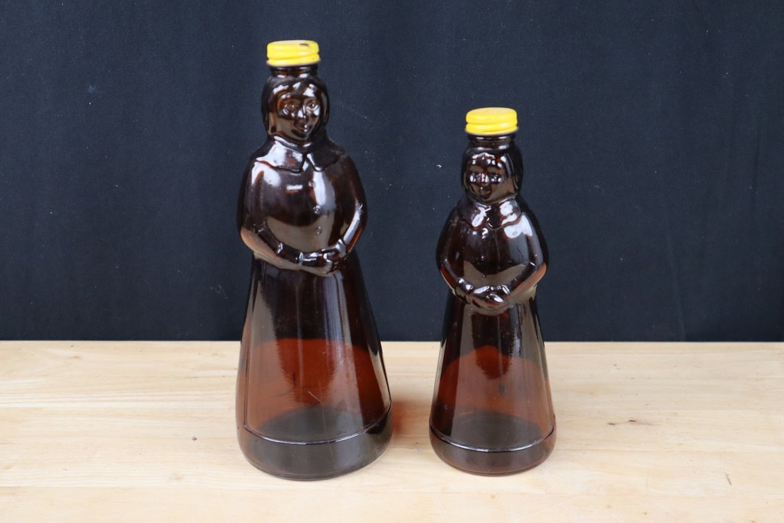 (2) Vintage Mrs.Buttersworth Glass Syrup Bottles