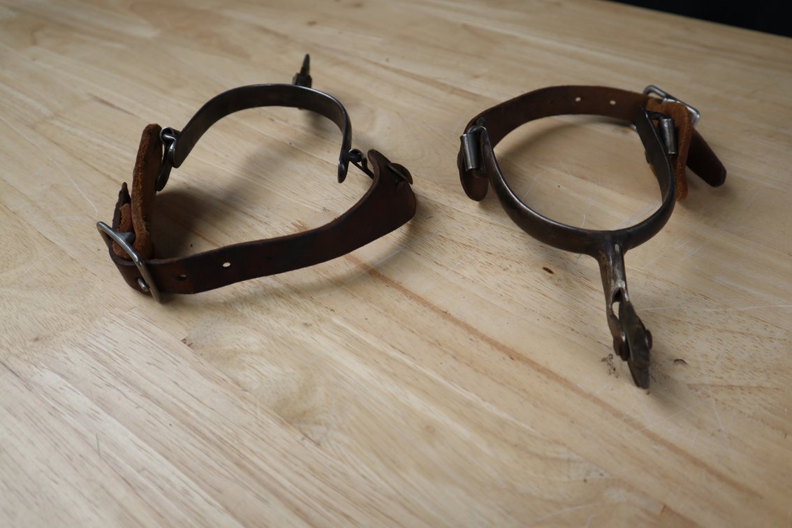 Pair of Vintage Leather and Iron Stirrups
