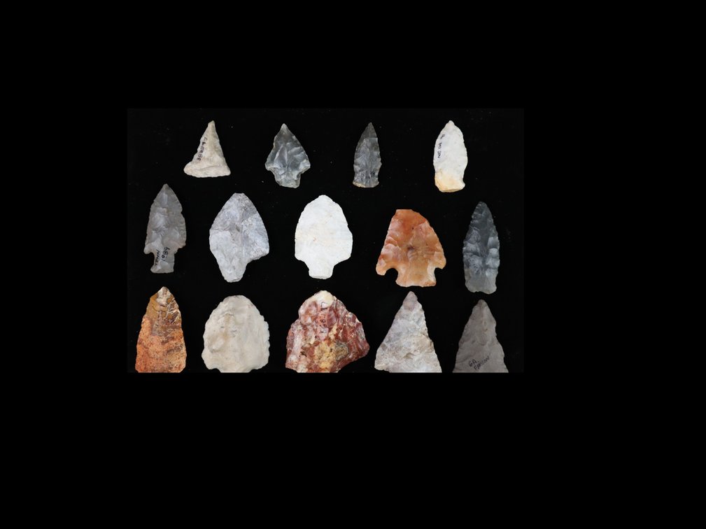 (14) Framed Indian Arrowheads found in Georgia and Florida