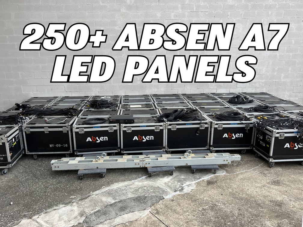 Absen LED WALL with over 250 Absen A7 (2'x2') LED Panels in Road Cases and Absen VideoPro HD