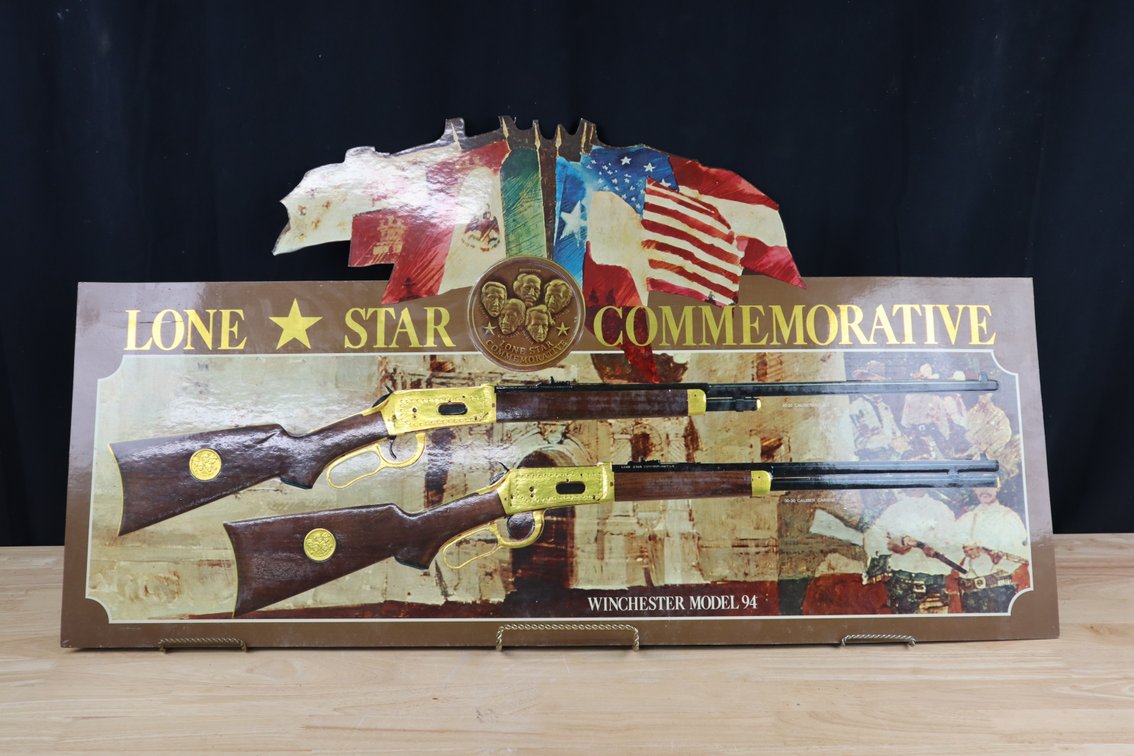 Vintage Winchester Model # 94 Lonestar Commemorative Rifle Advertising Sign, Cardstock  Dimensions: 40"T x 22"W