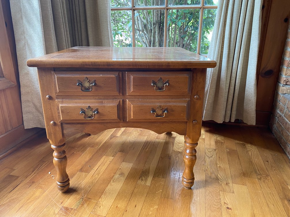 Vintage Wooden Side Table With Drawer Matches Lot 109