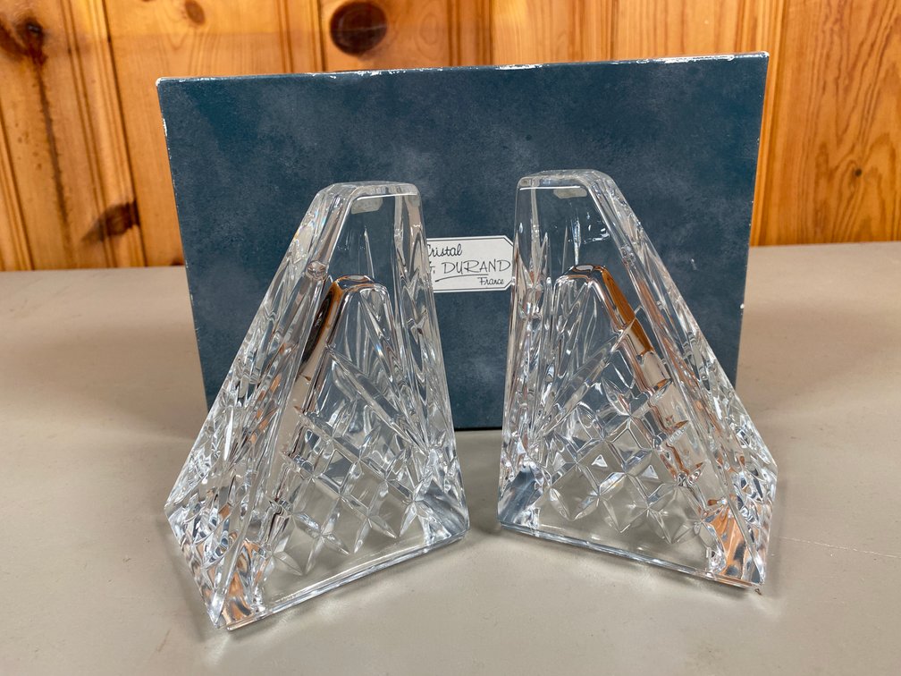 JG Durand Crystal Bookends Made in France
