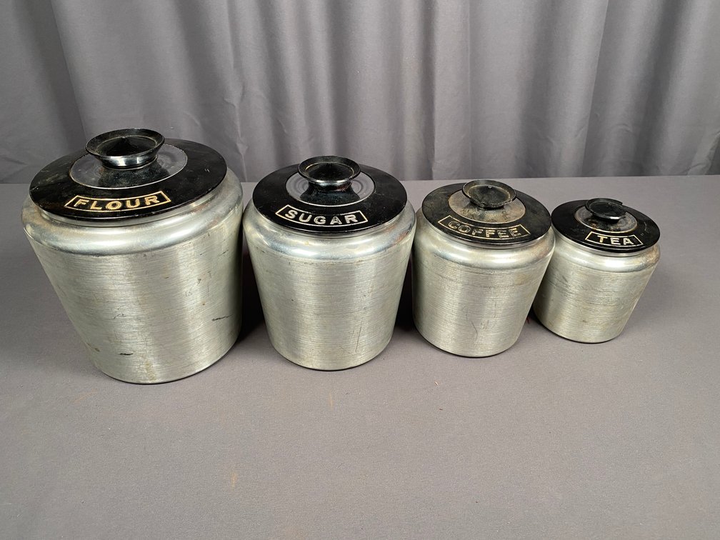 Collection of (4) Vintage Aluminum Kitchen Cannisters