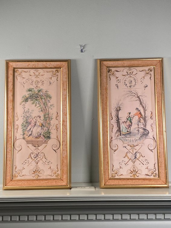 Pair of Framed Vintage Victorian Era Etchings 