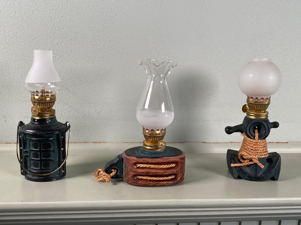 Set of (3) Vintage Dabs Miniature Oil Lamps