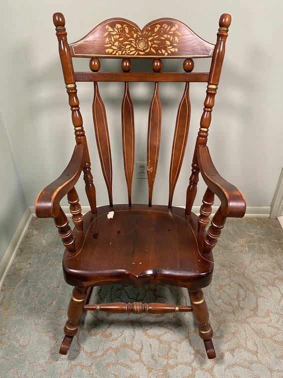 Vintage Virginia House Tavern Pine Colonial Stenciled Large Rocking Chair