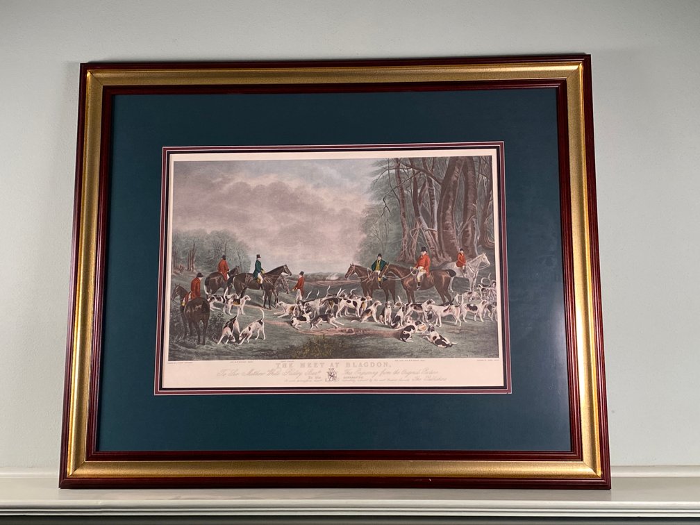 Framed Hunt Scene The Meet and Blagdon by JW Snow