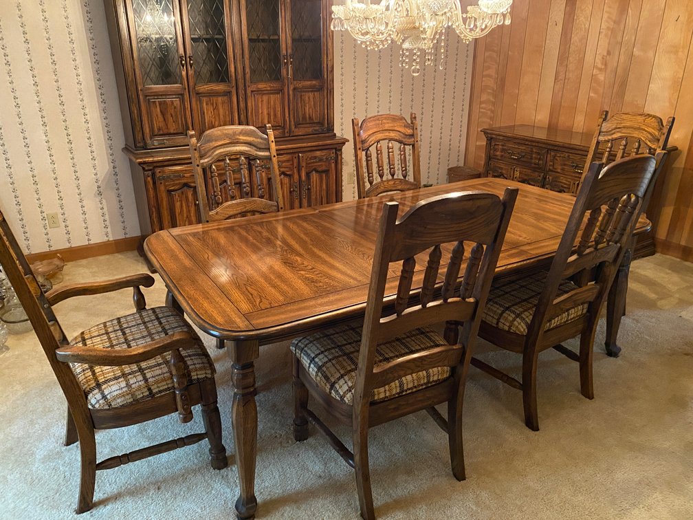 (7)Solid Wood Dining Table with 6 Chairs