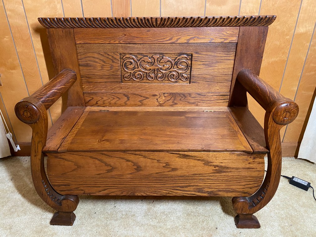 Solid Oak Lift Top Entry Bench
