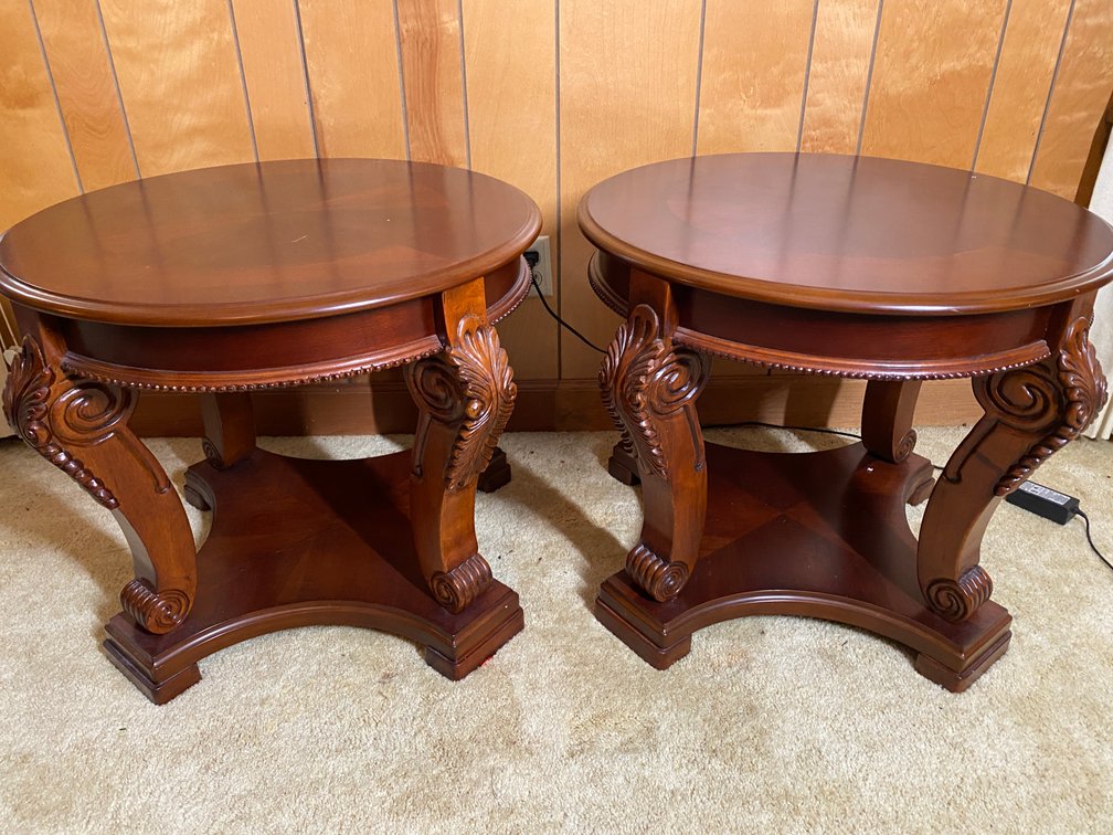 (2) Solid Wood Round End Tables