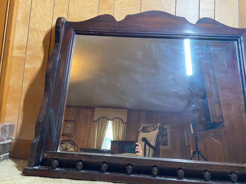 Large Wood-Framed Wall Mirror