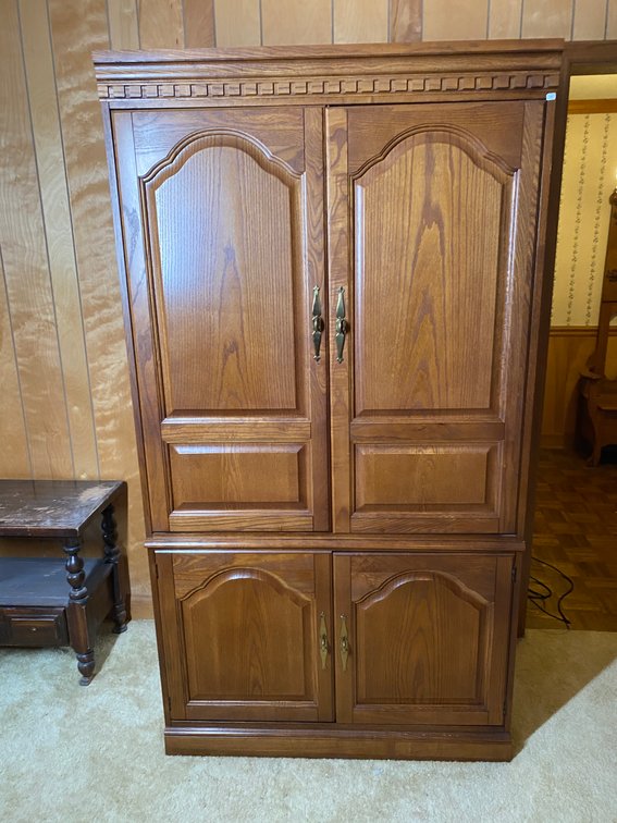Oak-Finished Entertainment Center