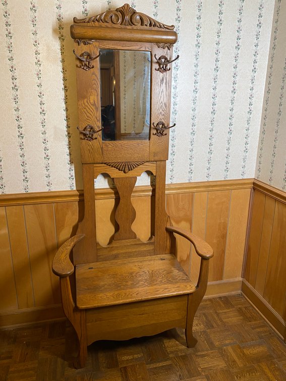 Antique Oak Hall Tree