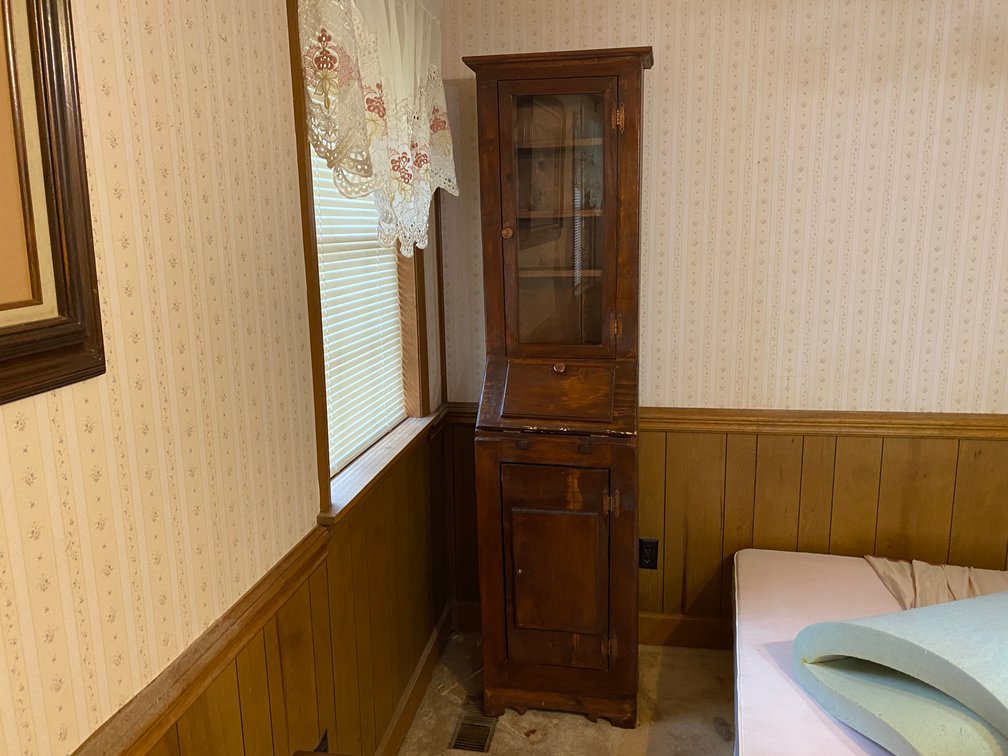 Antique Wooden Secretary Desk with Bookcase Top
