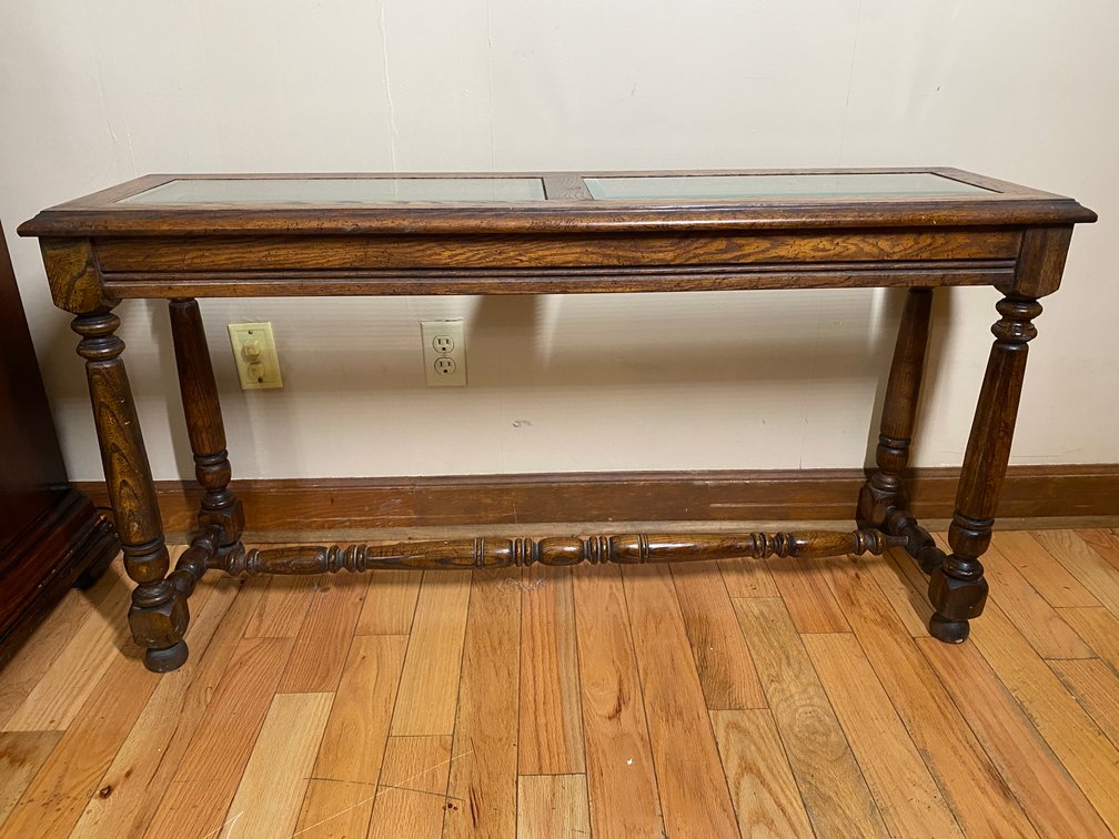 Antique Oak Jacobean-Style Console Table