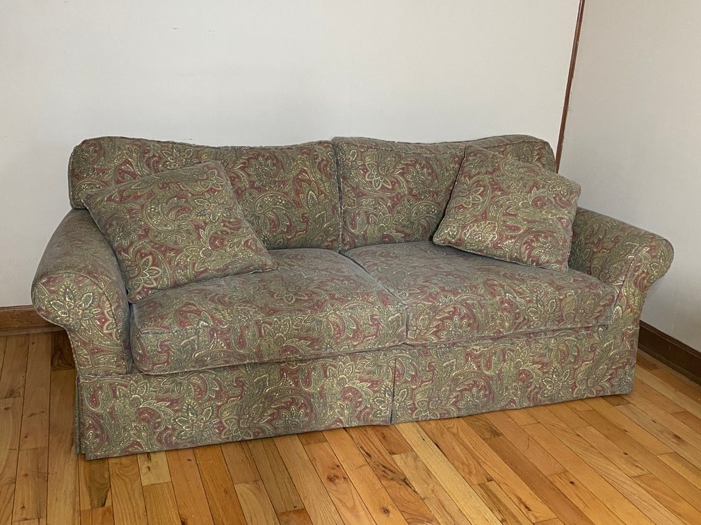 (3) Upholstered Couch and 2 Matching Pillows